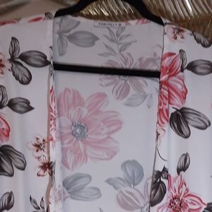 Floral Print Blouse - Pink and Gray